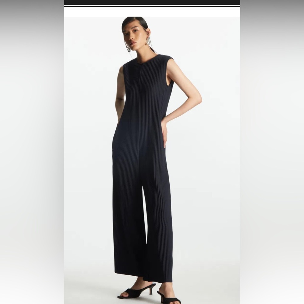 COS Black Ribbed Sleeveless Jumpsuit